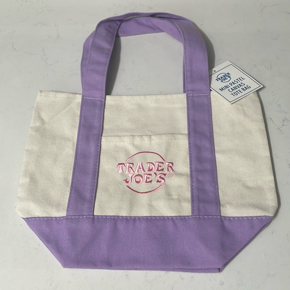 Trader Joe's Pastel Canvas Tote Bag - Pastel Purple